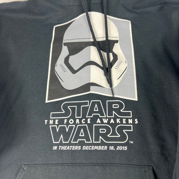 2015 Star Wars The Force Awakens Sweatshirt Adult Large Black Faded Hoodie Movie - Picture 4 of 15